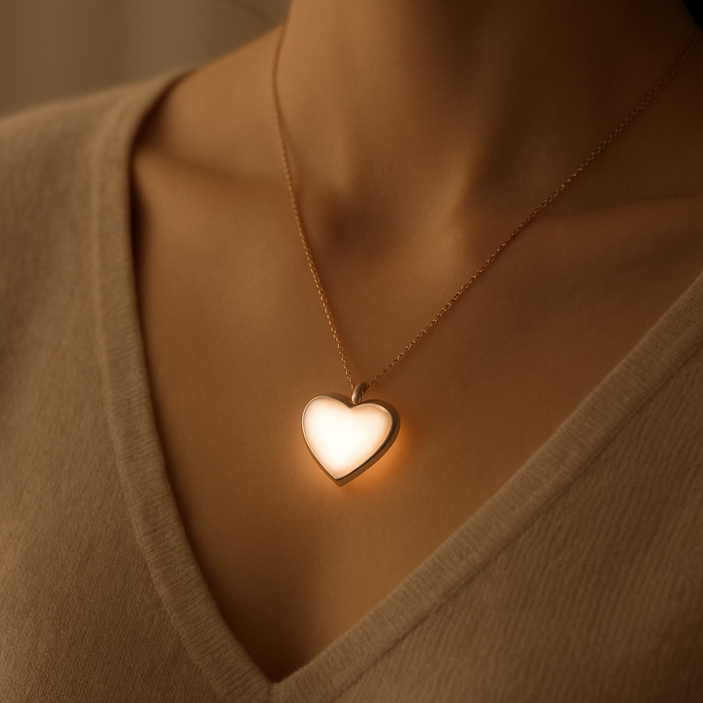 A glowing heart pendant necklace